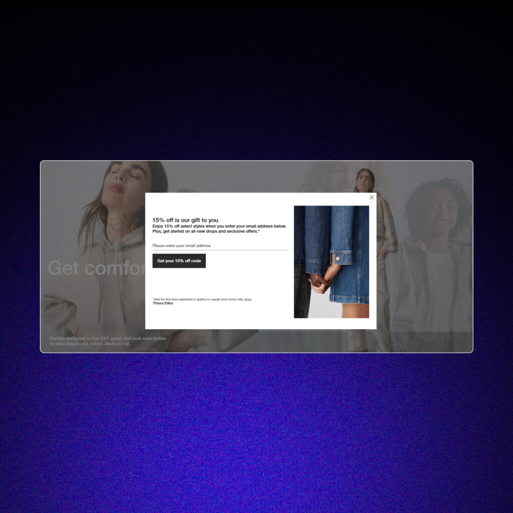 Exit-Intent Pop-Ups example from Gap.