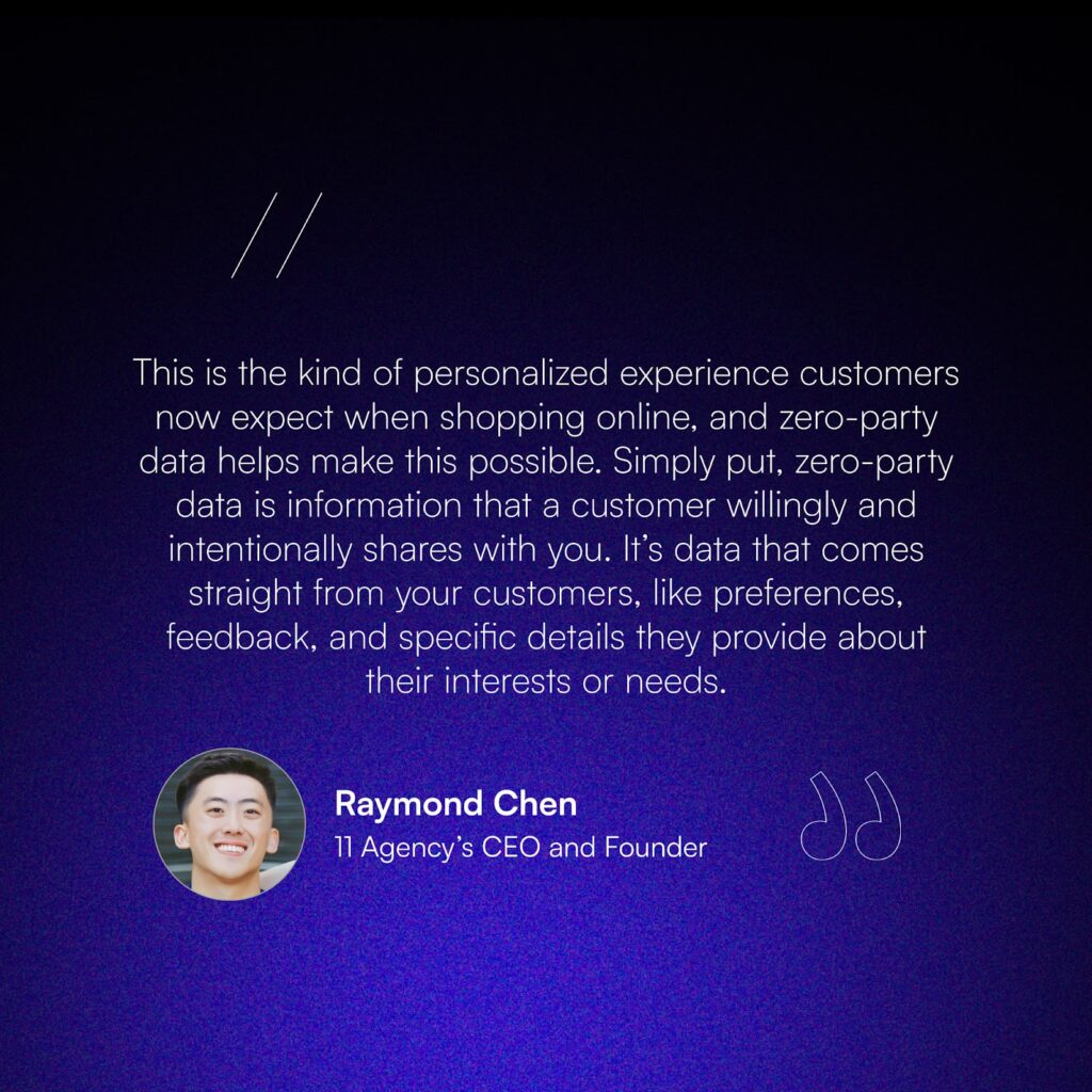 What is Zero Party Data according to Raymond Chen, 11 Agency's Founder and CEO.